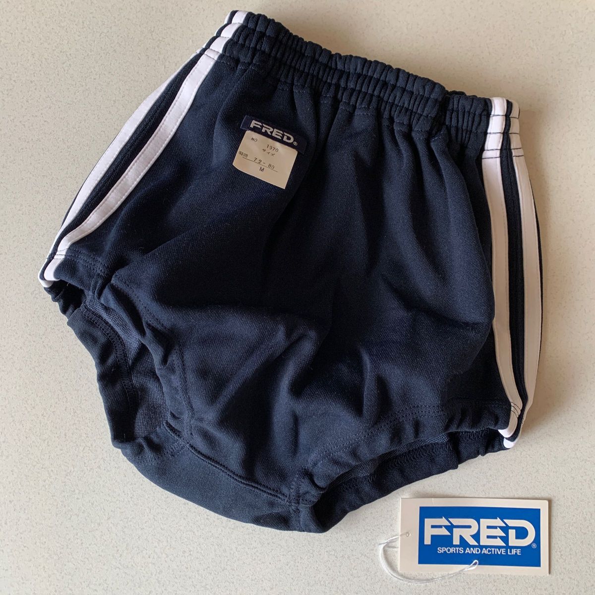 フレッド ブルマー FRED Lサイズ 光沢の紺 両脇に山吹&緑系 フレッド ブルマー FRED Lサイズ 光沢の紺 両脇に山吹&緑系