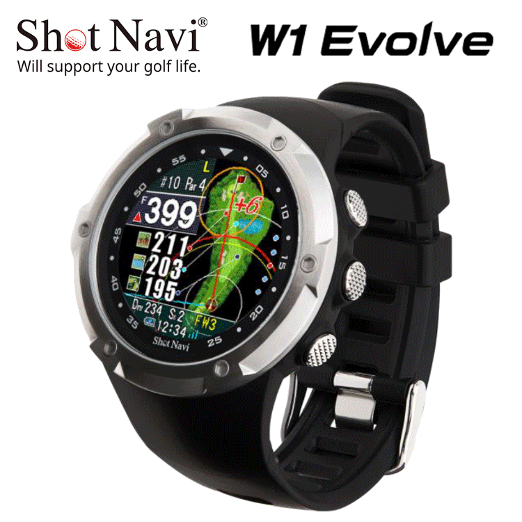 【特別価格】ShotNavi W1 Evolve 【ショットナビ】【エボルブ】【ゴルフ】【GPS】【距離測定器】【腕時計】【ブラック】