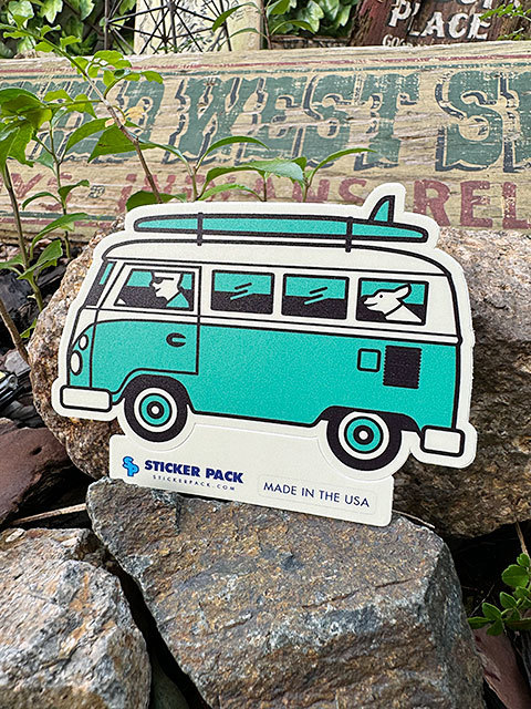  sticker pack outdoor sticker L size (VW bus with dog ) MADE IN U.S.A. water-proof & enduring light material PVC sticker 