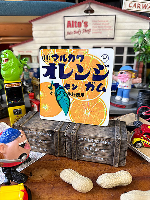 昭和レトロ　駄菓子　ステッカー　マルカワ　オレンジフーセンガム（Lサイズ） ■ アメリカン雑貨 アメリカ雑貨_画像3