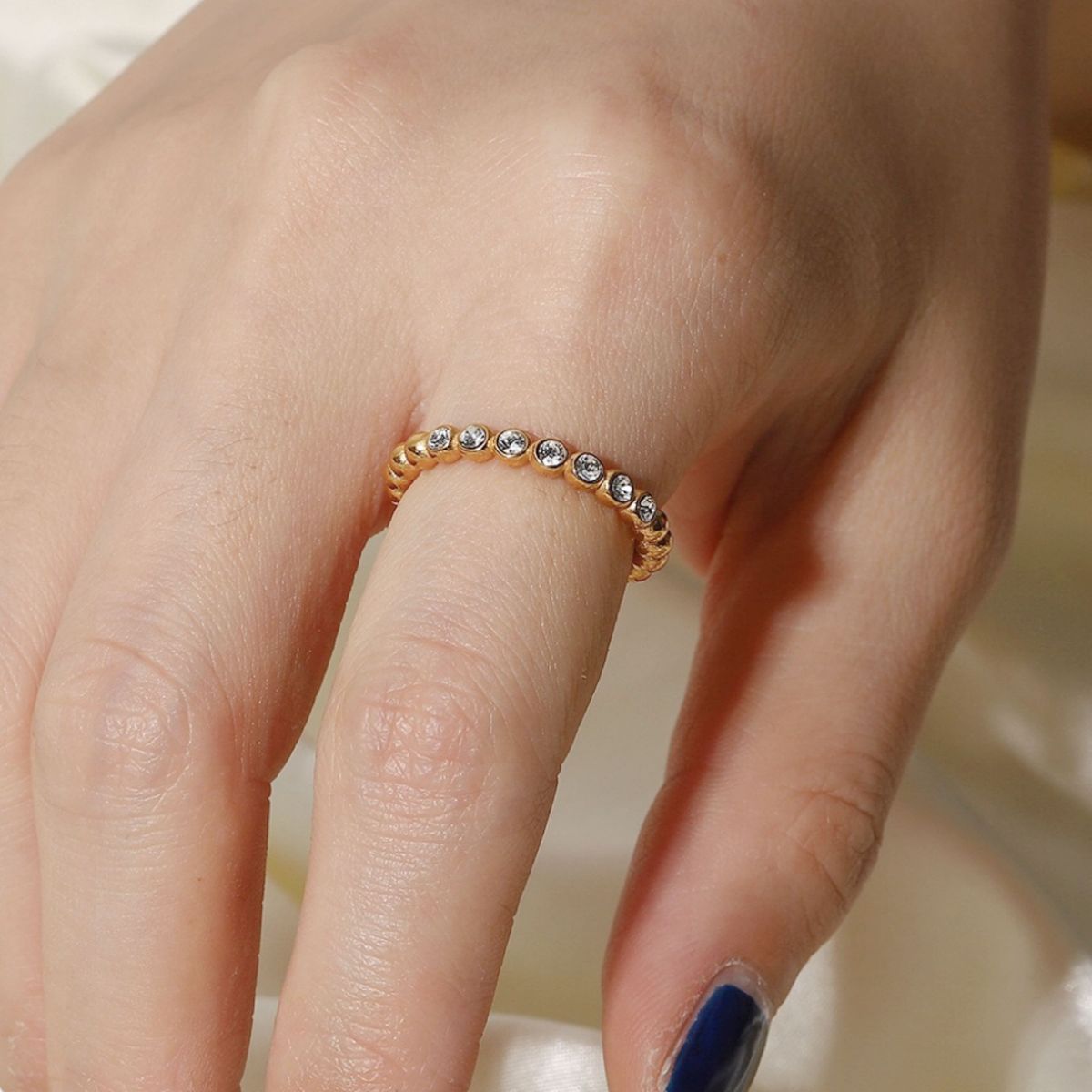 リング 指輪 ビーズ 大人気 高品質 最新韓国 フリサイズ シンプル 結婚式 ジュエリー ブライダル ストーン ドレス ストリート