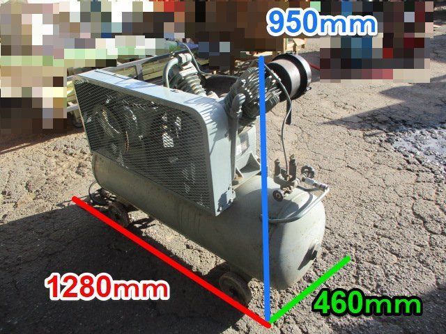 茨城 日立 エアーコンプレッサー 3.7U-9.5VB5 小型空気圧縮機 ベビコン 2段 3.7kw 三相200V 50Hz コンプレッサー HITACHI ■I23112434_画像2