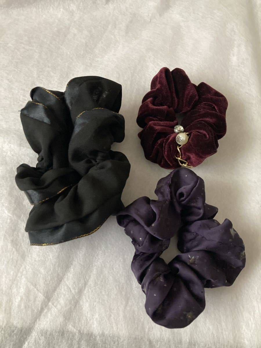  elastic 3 piece set hair elastic bell bed wine purple black 