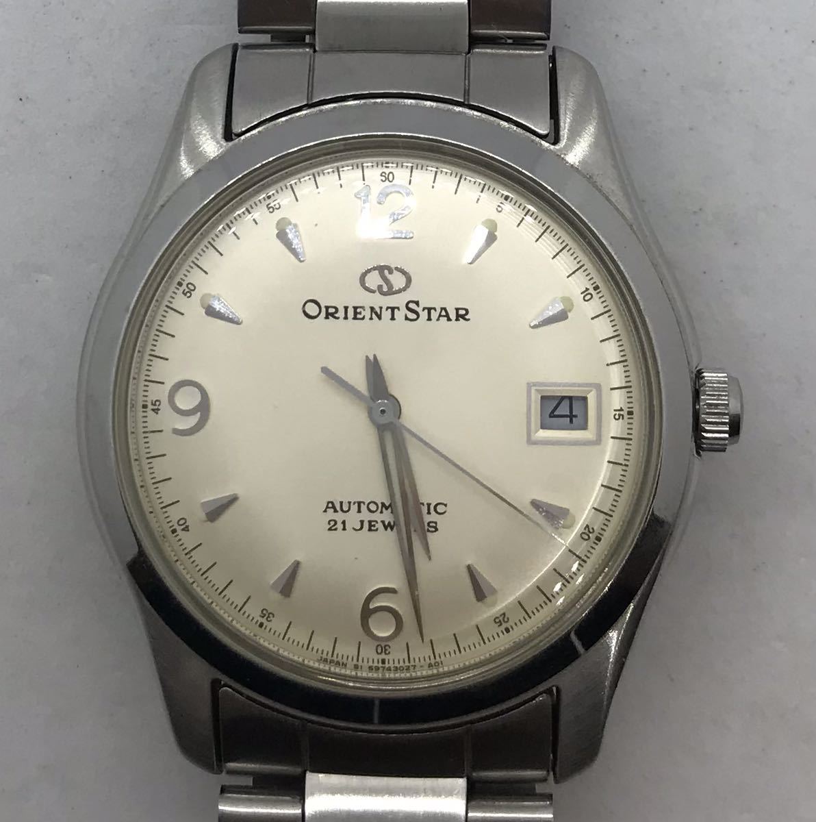 109-0037 ORIENT STAR オリエント スター 腕時計 自動巻 金属ベルト シルバー 稼働品_画像1