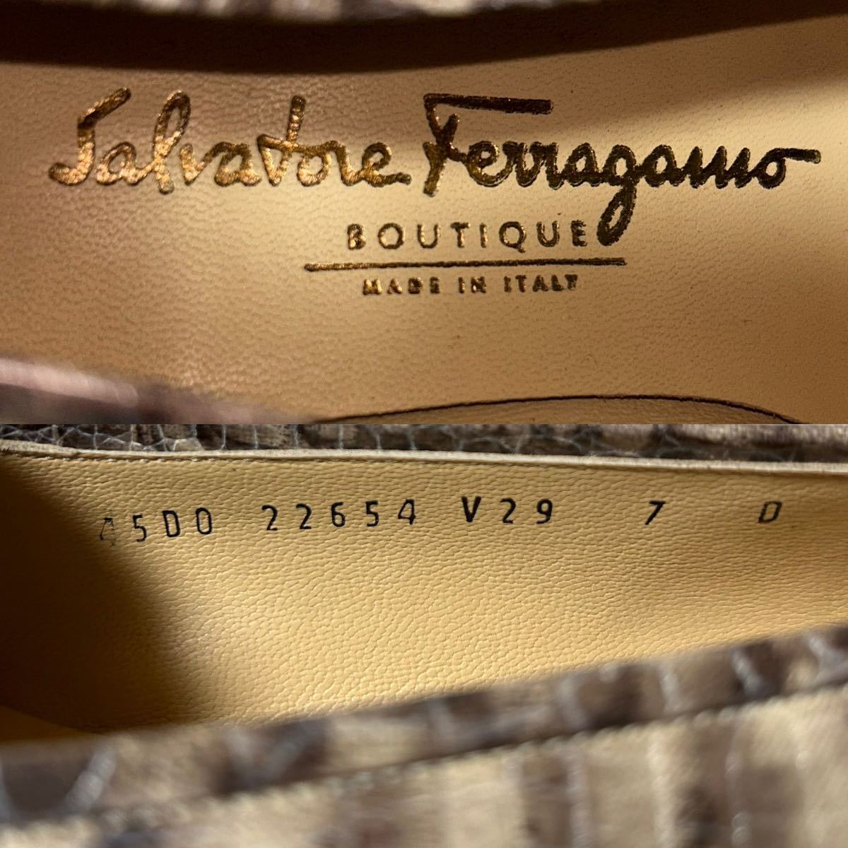 【美品】Salvatore Ferragamo サルヴァトーレフェラガモ フェラガモ ビットパンプス　ガンチーニ　ヒール新品　パイソン　7D 24.5cm ＊CO_画像9