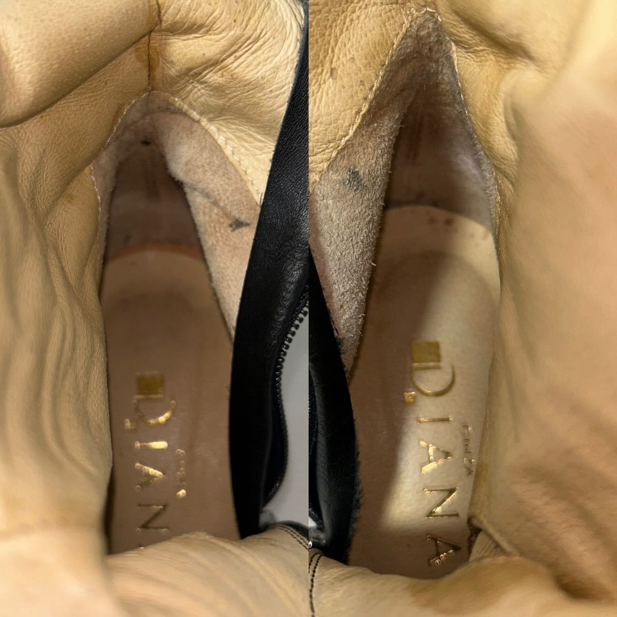 DIANA ダイアナ　レザーブーツ サイドジップ 革靴　ロングブーツ　21.5cm ブラック黒　＊CP_画像3
