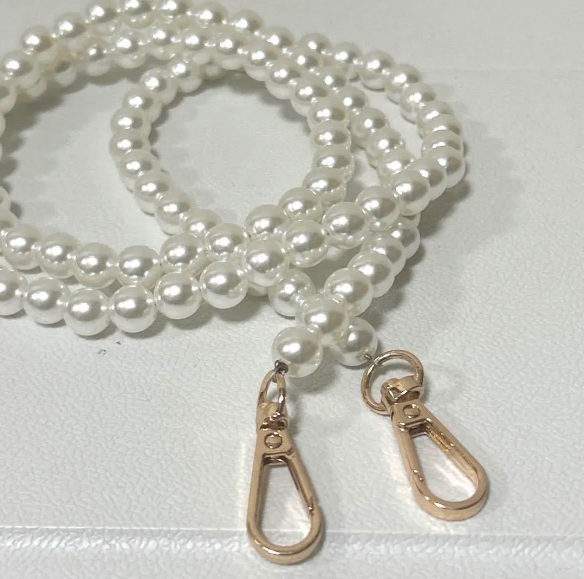  new goods unused pearl bag strap belt smartphone strap chain accessory 100cm lovely stylish Gold 