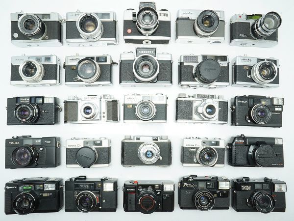 ★レンジファインダーなど★Konica/YASHICA/OLYMPUS/minolta/Konica/FUJIPET/PETRI/ 等 計:25点まとめ【ジャンク品】28865_この写真にあるものが全て