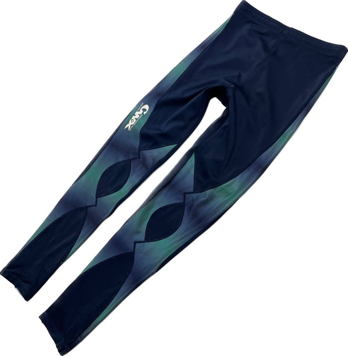 Wacoal * CW-X графический дизайн * леггинсы брюки женский темно-синий зеленый L йога спорт тренировка Wacoal #Ja6721
