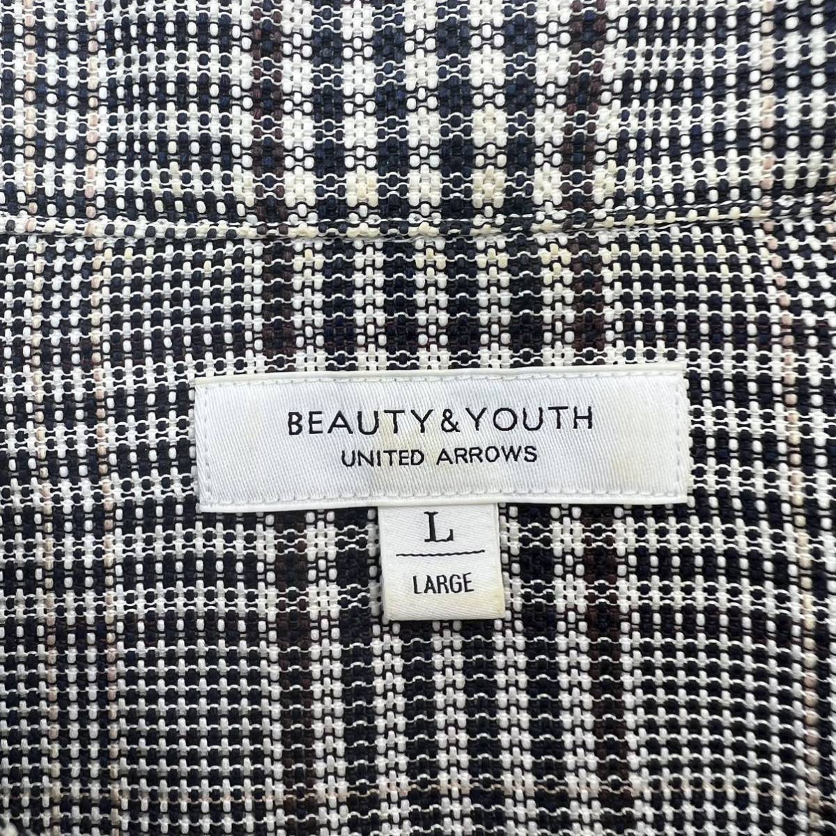 BEAUTY＆YOUTH UNITED ARROWS ☆ 半袖 チェック シャツ ブラック ホワイト L ゆるめ 綺麗め 大人カジュアル ユナイテッドアローズ■S2587_画像5