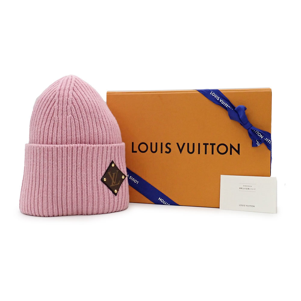 新品 LOUIS VUITTON ルイ ヴィトン ビーニー・LV ニット帽 M76708 ウール ピンク モノグラム・キャンバス スタッズ 帽子 アパレル_画像10