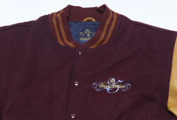 WJ18ブルックスブラザーズBROOKS BROTHERSアメリカ古着アメリカ製ウールジャケット袖革タジャン25周年モデル胸ロゴ刺繍Sアワードジャケット