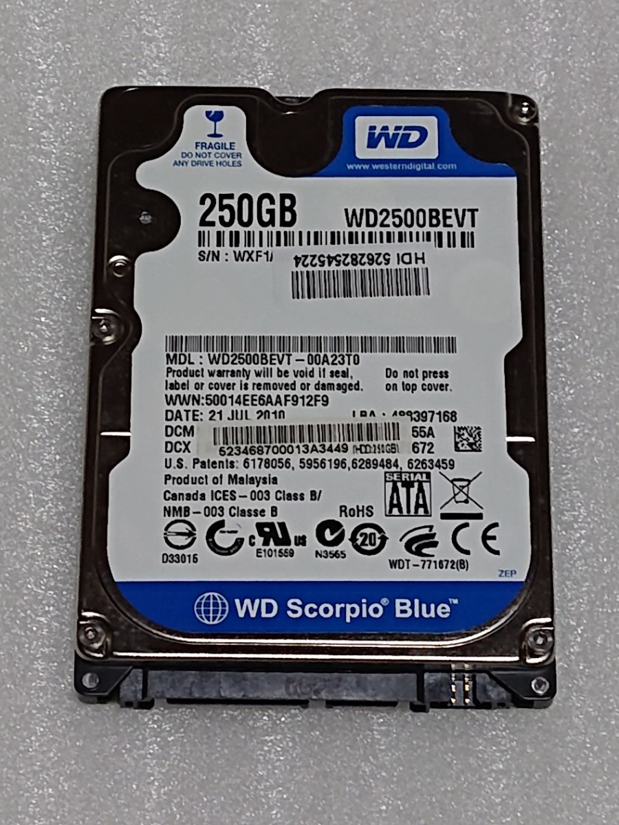 Western Digital ウエスタンデジタル 内蔵 HDD 2.5インチ WD2500BEVT 250GB_画像1