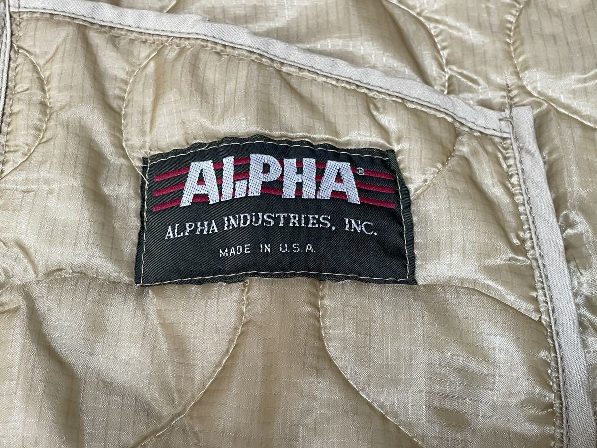 90's USA製 ALPHA INDUSTRIES アルファ社 ALS/92 M-65 中綿 キルティング ライナー ジャケット LARGE ビンテージ ミリタリー 90年代_画像4