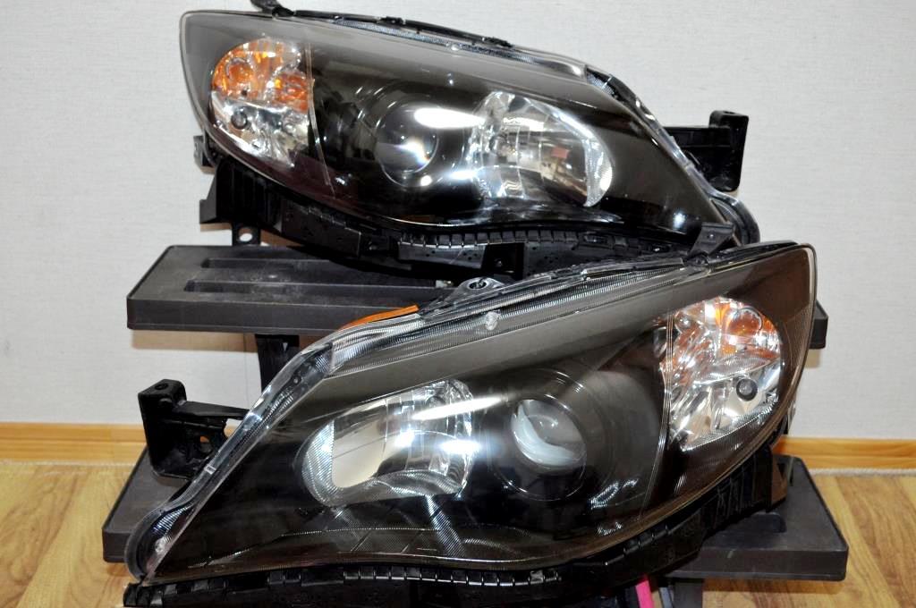 SUBARU GRB GRF GH8 GH7 GH WRX STI インプレッサ HID ヘッドライト 左右 セット 艶 ブラック加工 コーティング済 美品 ICHIKOH 1809 2E ①_画像1