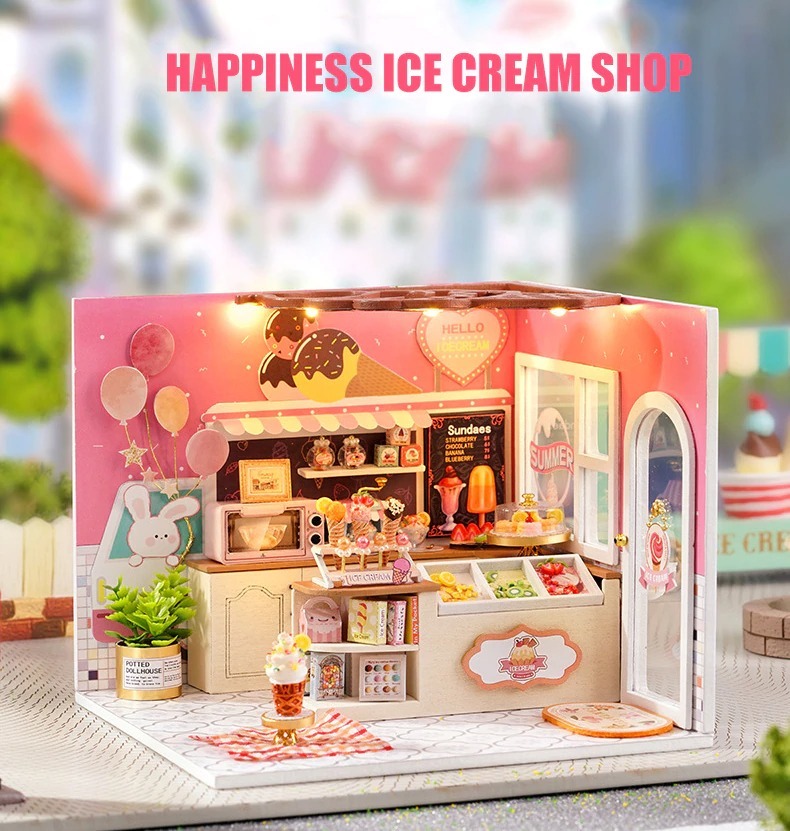 ★☆送料無料◇DIYドールハウス ミニチュア★手作りキットセット ミニチュア　 My Little Scene シリーズ (H-023 ICE CREAM SHOP)☆★_画像2