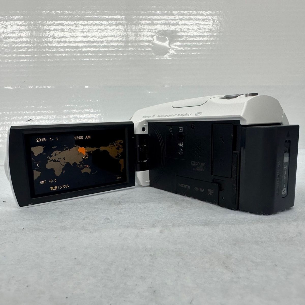 H681-O33-1485 SONY ソニー HDR-CX670 ビデオカメラ Handycam ハンディカム ホワイト 2015年製 バッテリー/充電器付き 通電OK ②_画像8