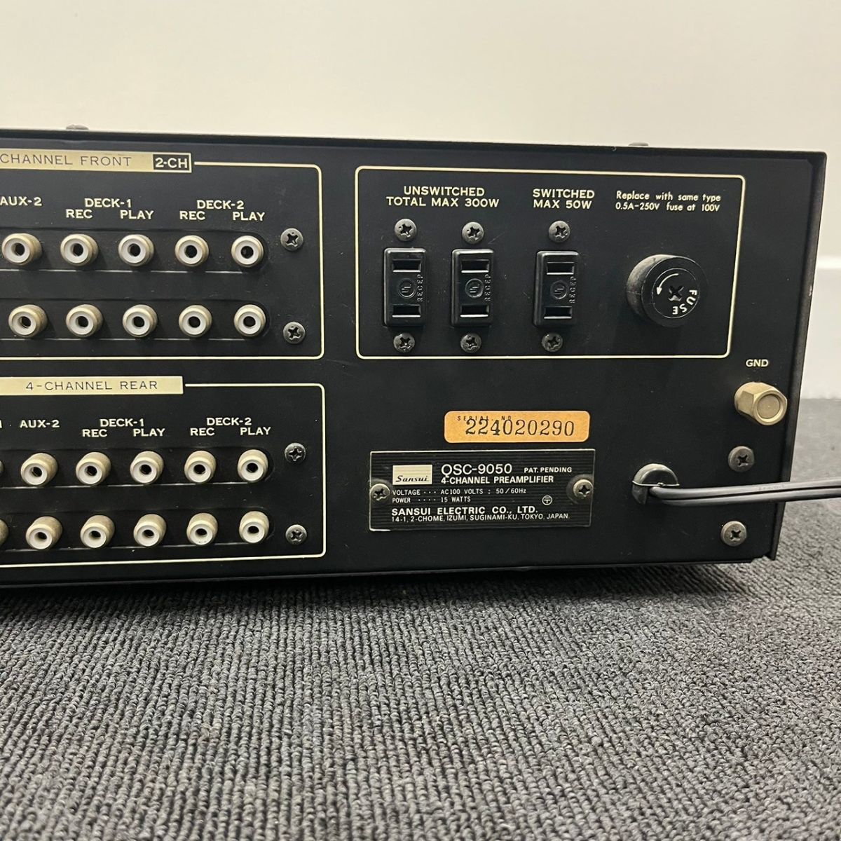 I277-C8-203 SANSUI サンスイ 4-CHANNEL PREAMPLIFIER QSC-9050 4チャンネルプリメインアンプ オーディオ機器 音響機材 通電OK ③_画像2