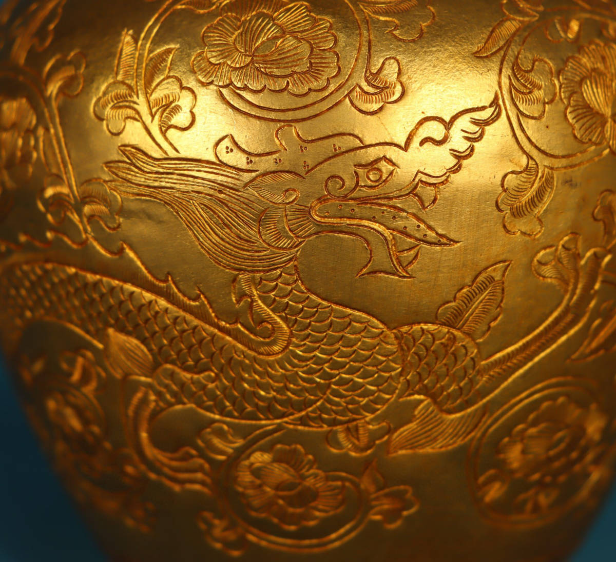 『館蔵珍品 銅製 塗金 鳳口瓶』置物 賞物 貴重物品 収蔵品 中国古美術