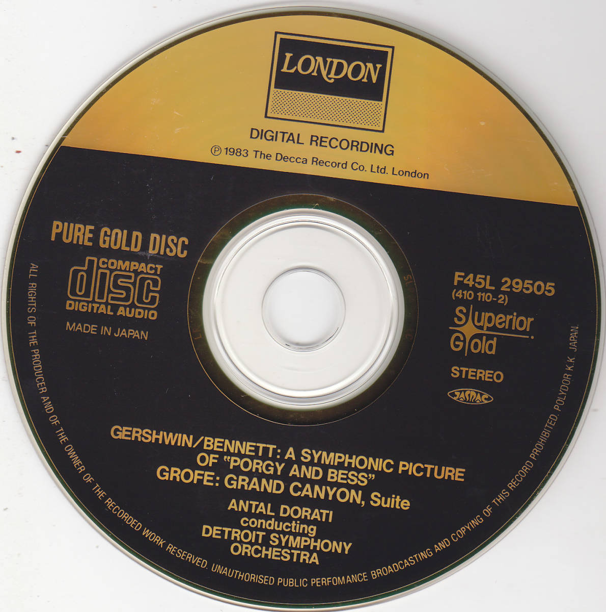 PURE GOLD CD ドラティ / グローフェ : 組曲「グランド・キャニオン」 - F45L-29505 ゴールドCD_画像5