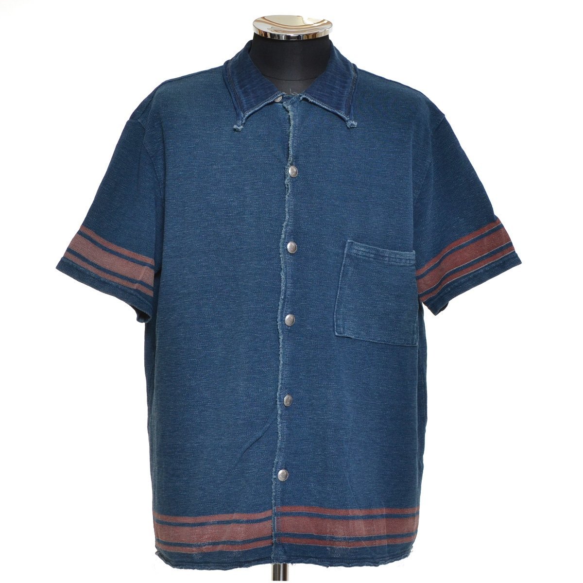◆489268 KAPITAL キャピタル ◇インディゴ染めシャツ 半袖 サイズ4 メンズ ブルー_画像1