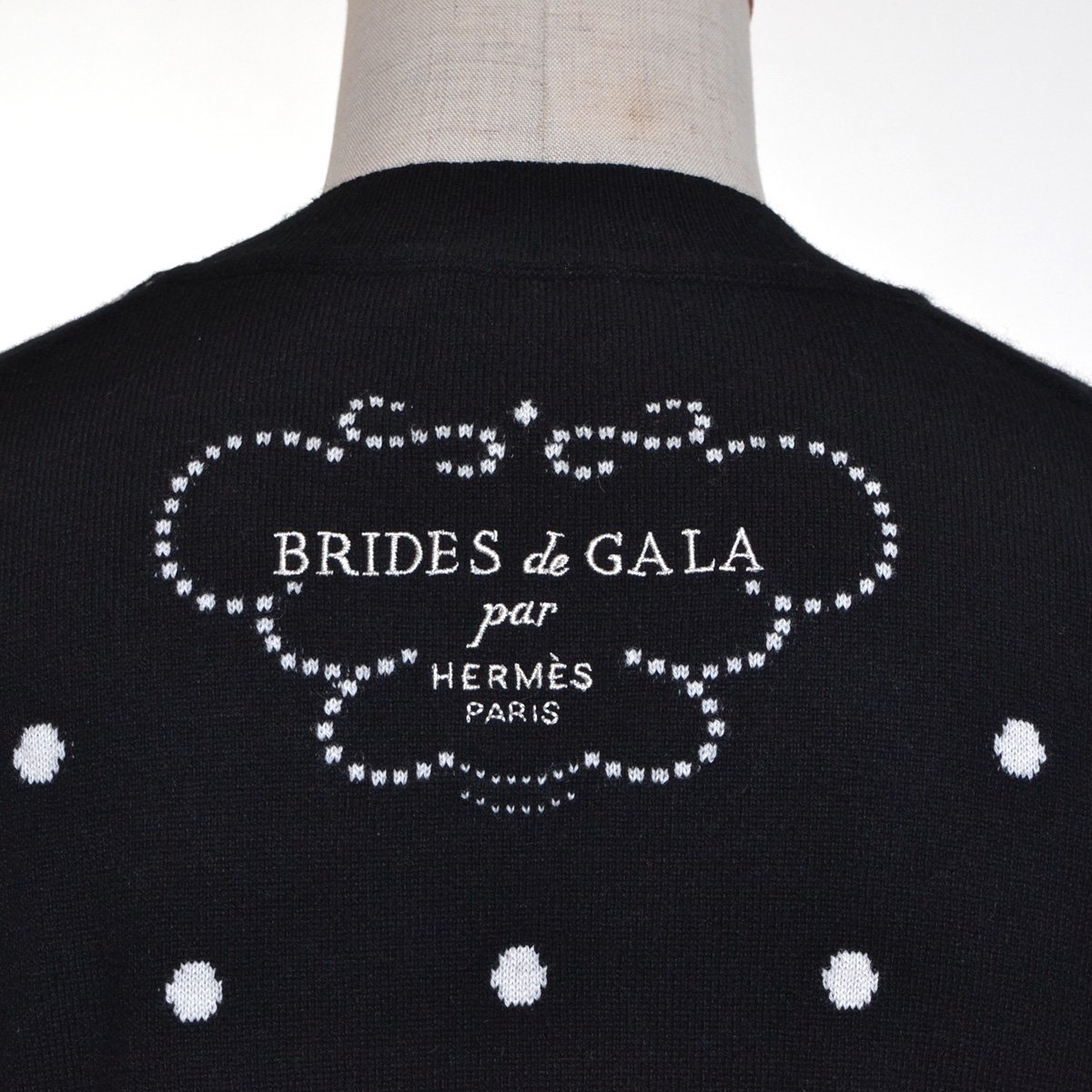 ◇493520 未使用品 HERMES エルメス ◆セーター Brides de gasa サイズ40 カシミヤコットンニット 23ss レディース ブラック ホワイト_画像5