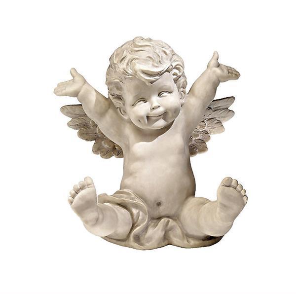 飛び跳ねる子供の智天使（ケルビム像）西洋彫刻 装飾品 ガーデン彫像/ ガーデニング アクセント(輸入品
