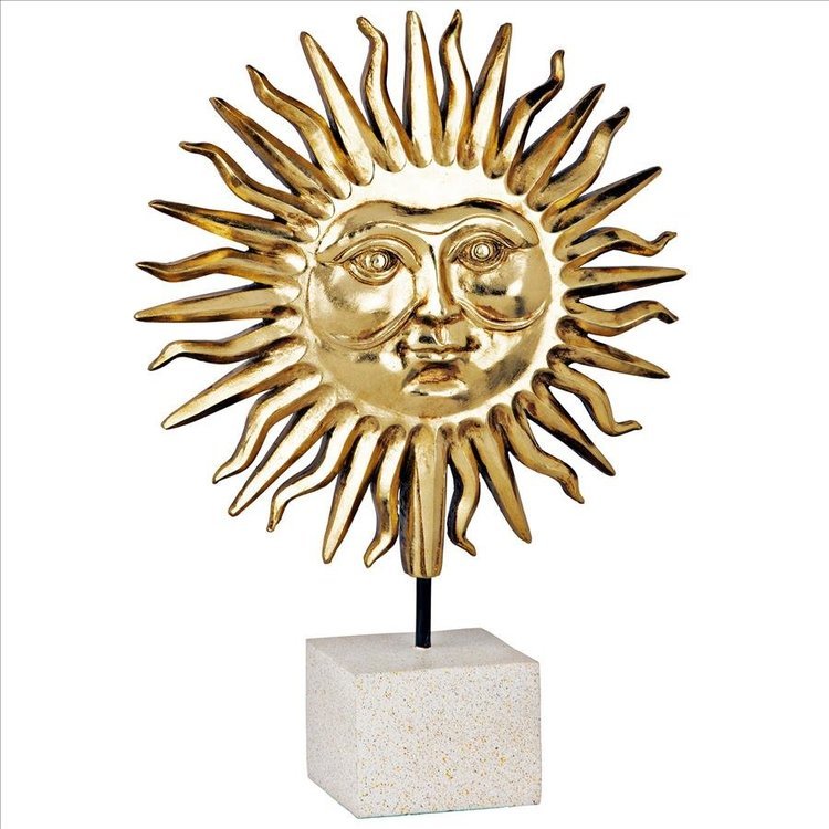 黄金色の生命力の太陽彫像 サンシャイン ホーム彫刻 リビングアクセント カフェ 書斎 プレゼント贈り物 輸入品_画像3