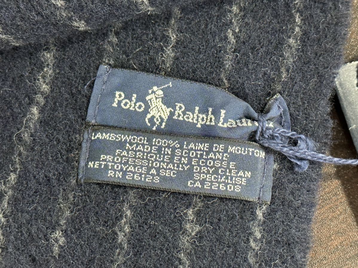 未使用品 Polo Ralph Lauren ラルフローレン マフラー ラムウール100％ スコットランド製_画像5