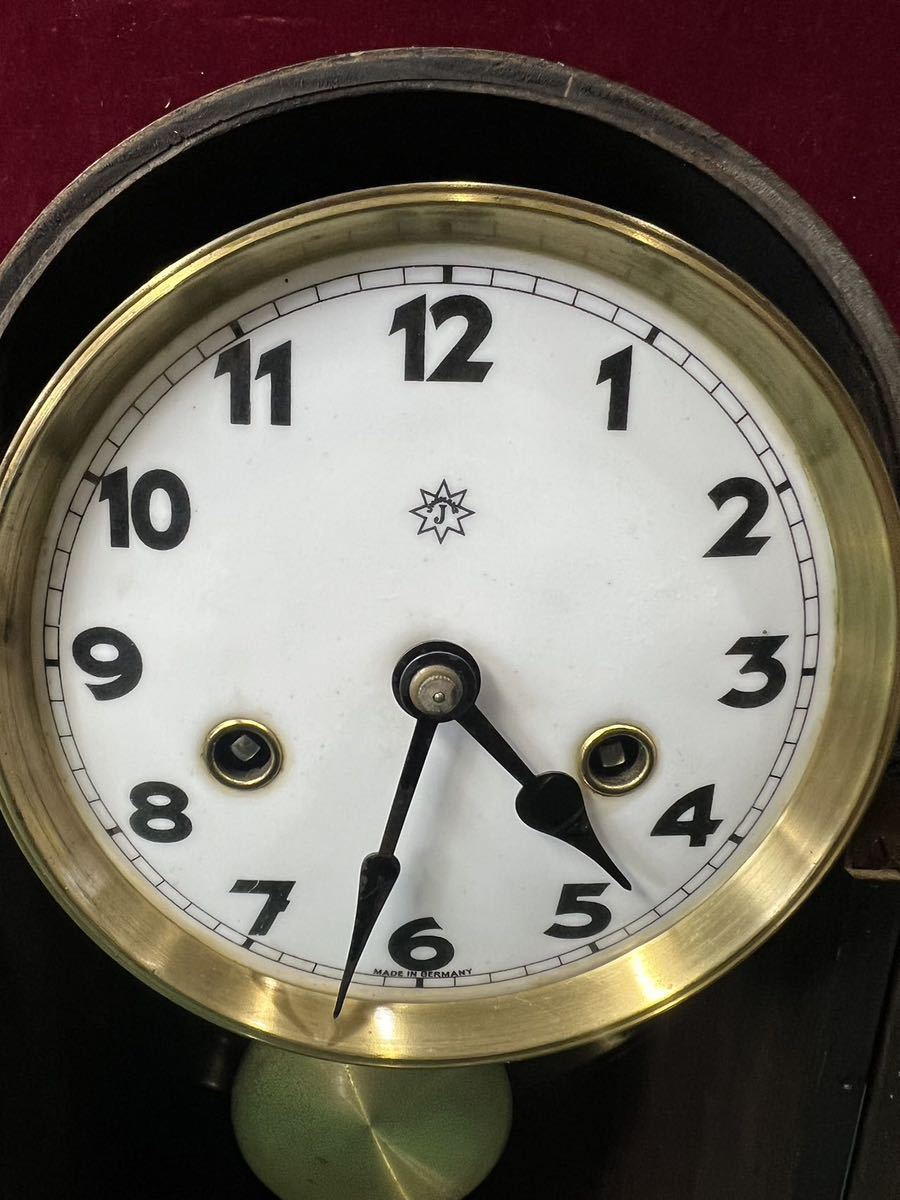 レトロ　ユンハンス　JUNGHANS 振り子時計 掛時計 置時計ゼンマイ式　GERMANY製　動作未確認　(100s)_画像3