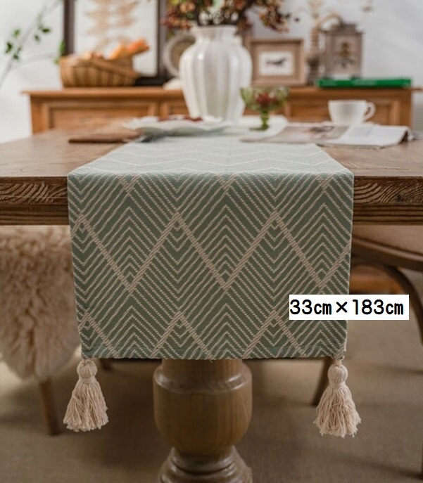 # new goods # table Runner [33.×183.] modern stylish [ green ] ethnic interior dining table equipment ornament 