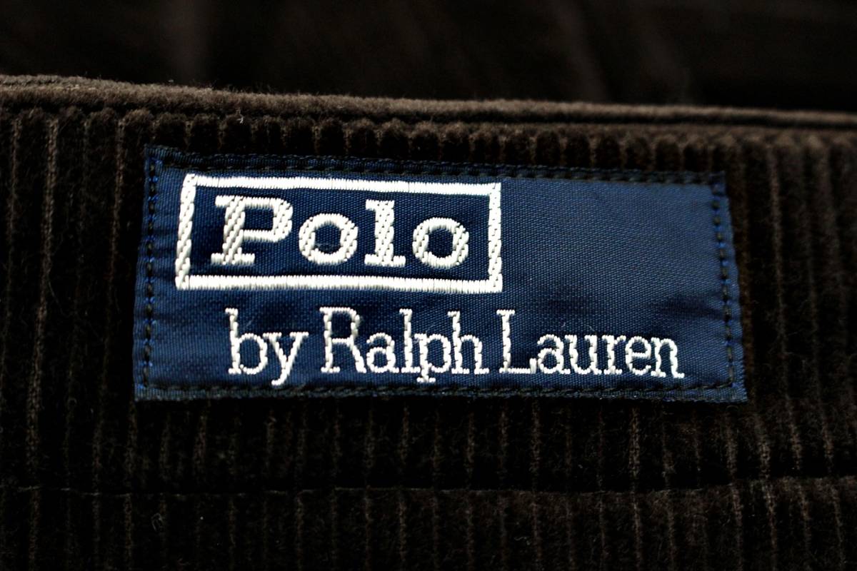 K901　Polo by Ralph Lauren　ラルフローレン　ポロ　コーデュロイパンツ　タックパンツ　W85　メンズ　ダークブラウン_画像4
