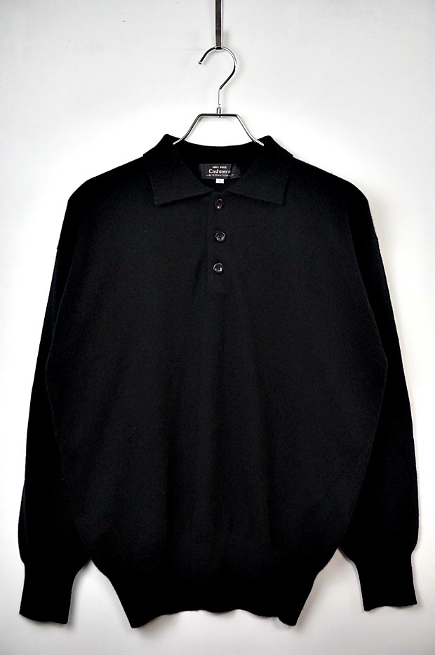 K810　カシミヤ100　CASHMERE　メンズ　カシミヤニットセーター　ブラック　サイズL　黒　ポロシャツ　ニット_画像1