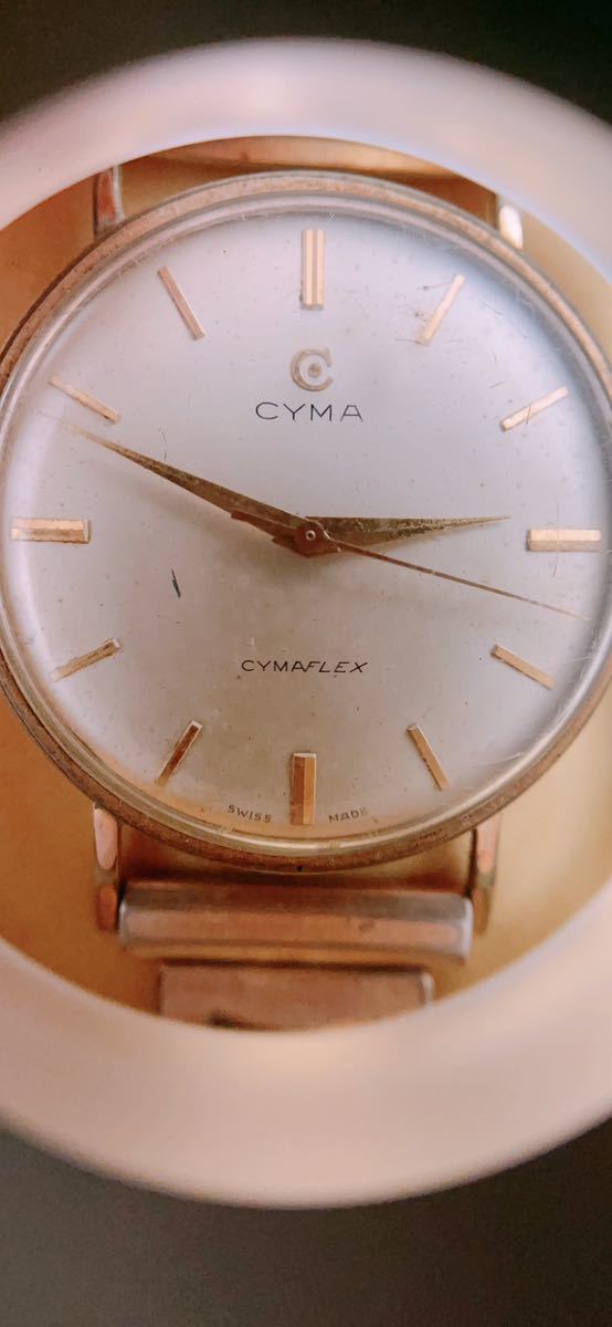 CYMA/シーマ/CYMAFLEXスイス製/メンズ腕時計/手巻き/ベルト収縮型/アンティーク/電池切れの為ジャンク品_画像5