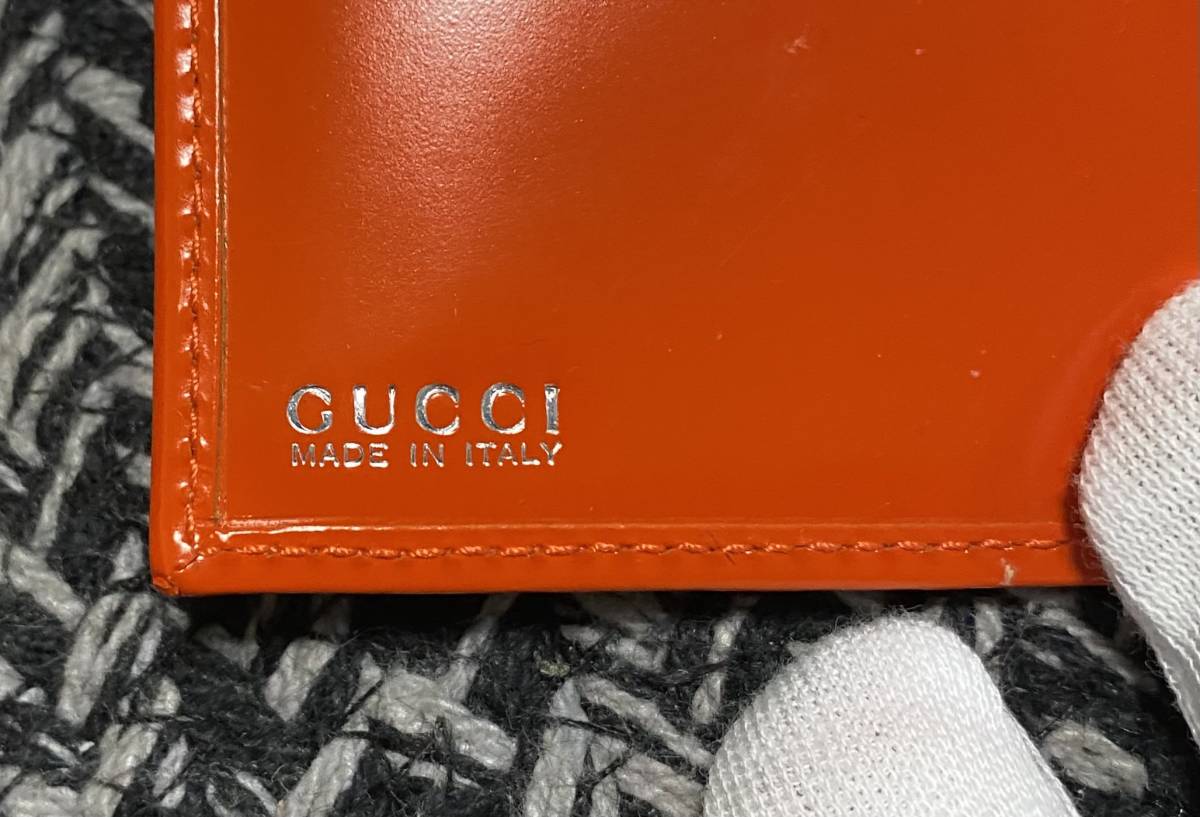 グッチGUCCIガラスレザー牛革シルバーロゴプレート長財布ウォレットMADEinITALYオールドグッチ_画像6