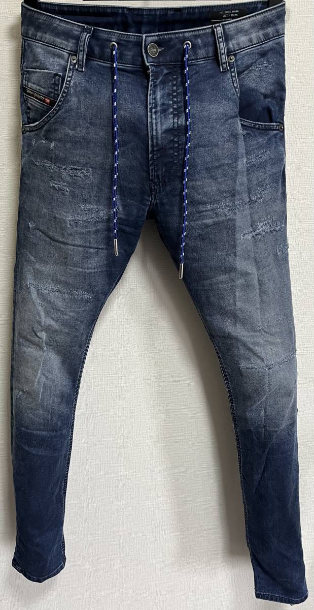 定価49,500円DIESELディーゼルKROOLEY-Y-NE069SLjoggジーンズDENIM×SWEAT製品染めダメージ加工スリムキャロットデニムYprojectグレン_画像2