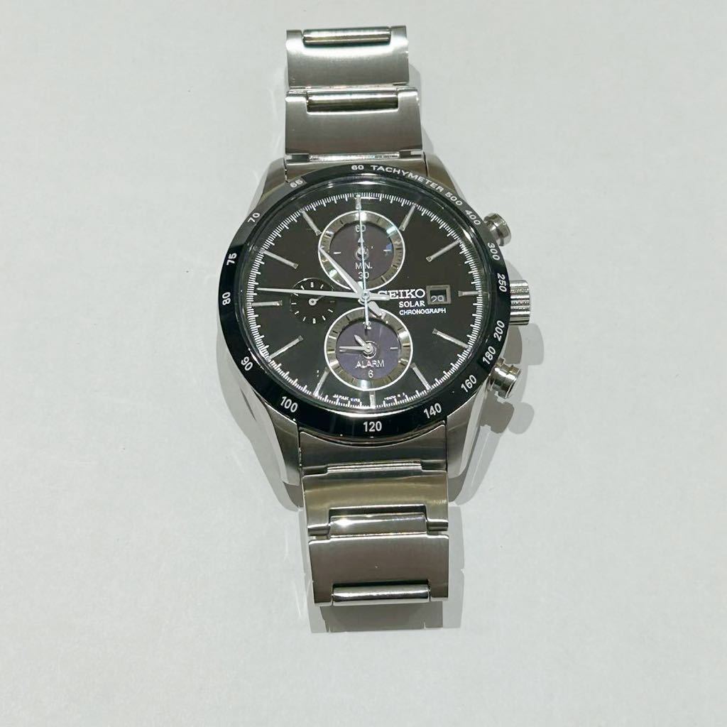 SEIKO セイコー スピリット SBPY119 V172-0AP0 クロノグラフ 腕時計 メンズ デイト 黒文字盤 ソーラー
