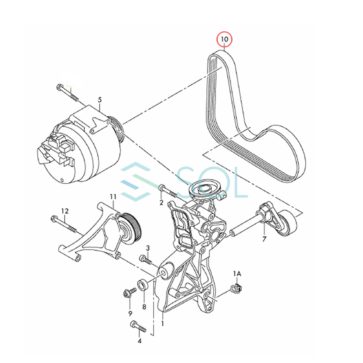 VW ニュービートル 9C1 1C1 1Y7 シロッコ 137 138 ティグアン 5N_ ファンベルト Vベルト 6PK1115 6PK1120 06J260849D_画像3