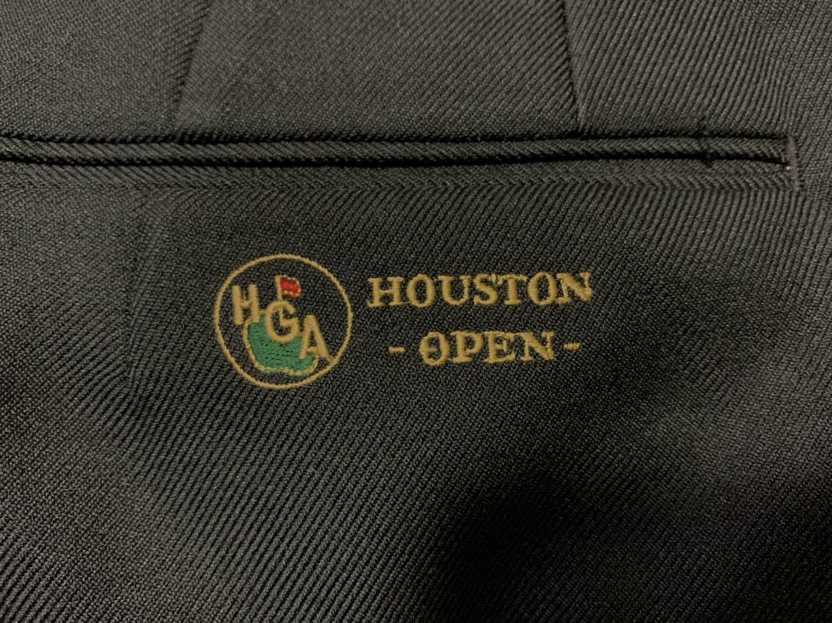 HOUSTON OPEN // ロゴ刺繍 ノータック パンツ・スラックス (黒)サイズ 91cm (日本製)_画像6