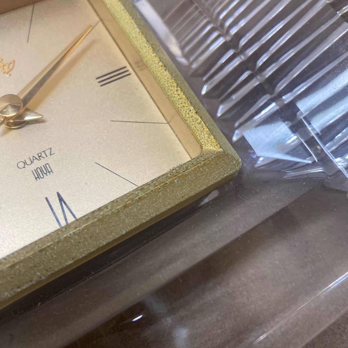 HOYA Lofty 置時計 置き時計 ガラス 保谷クリスタル アナログ時計 アラーム 昭和レトロ インテリア_画像8