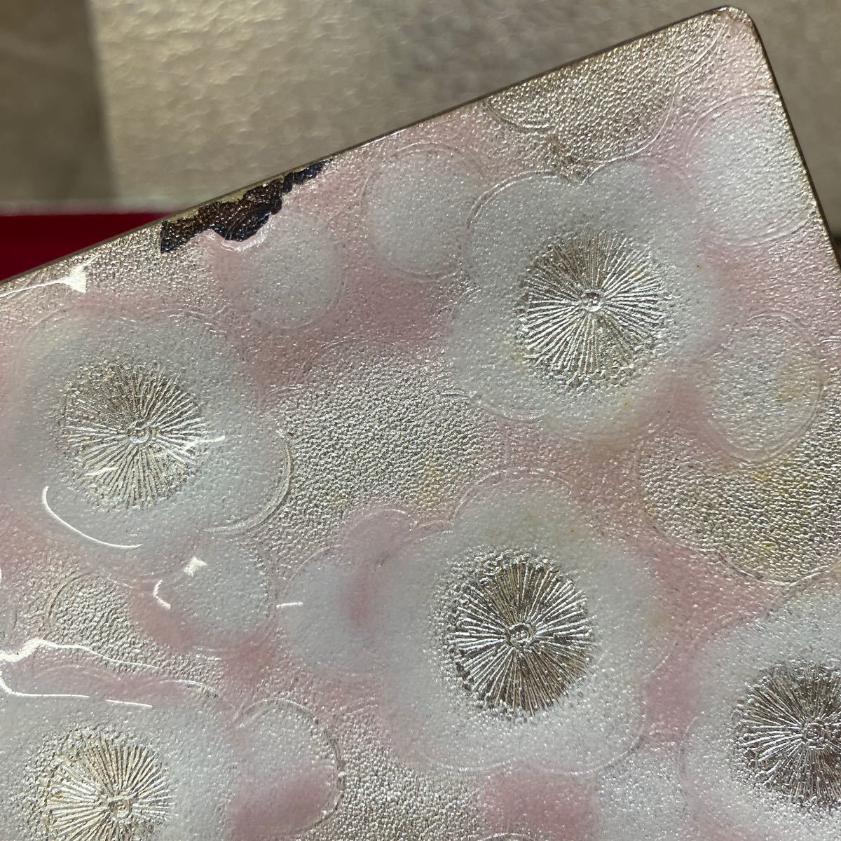 七宝焼 銘々皿 4点 角皿 桃の花 桃色 ピンク tutanka 約10×12cm 小皿 菓子皿 箱入り 可愛い お皿 アンティーク レトロの画像7