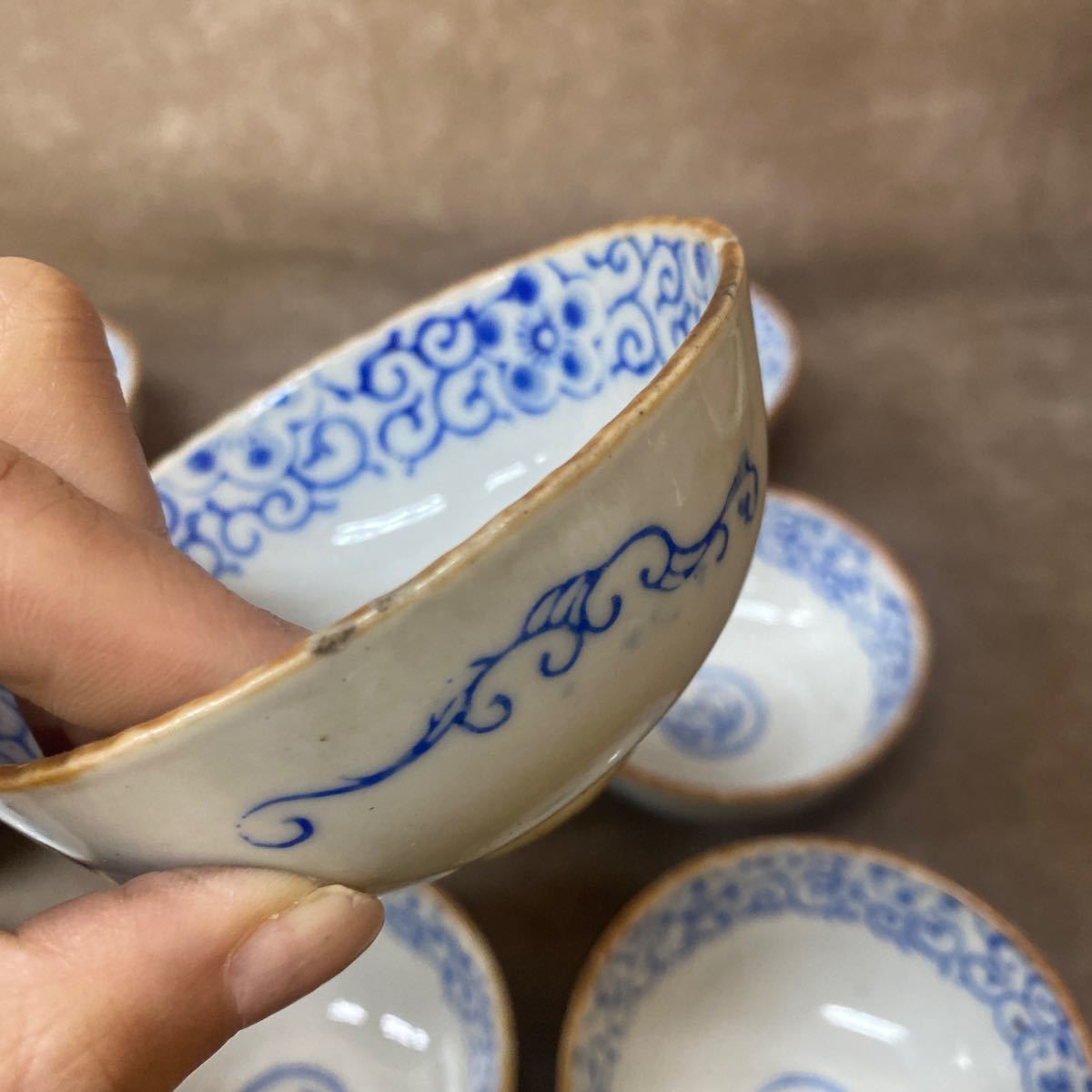 旧家蔵出し 古い 和食器 小鉢 印判 14点 直径約10cm 骨董 旧家蔵出し 古い 和食器 小鉢 印判 14点 直径約10cm 骨董