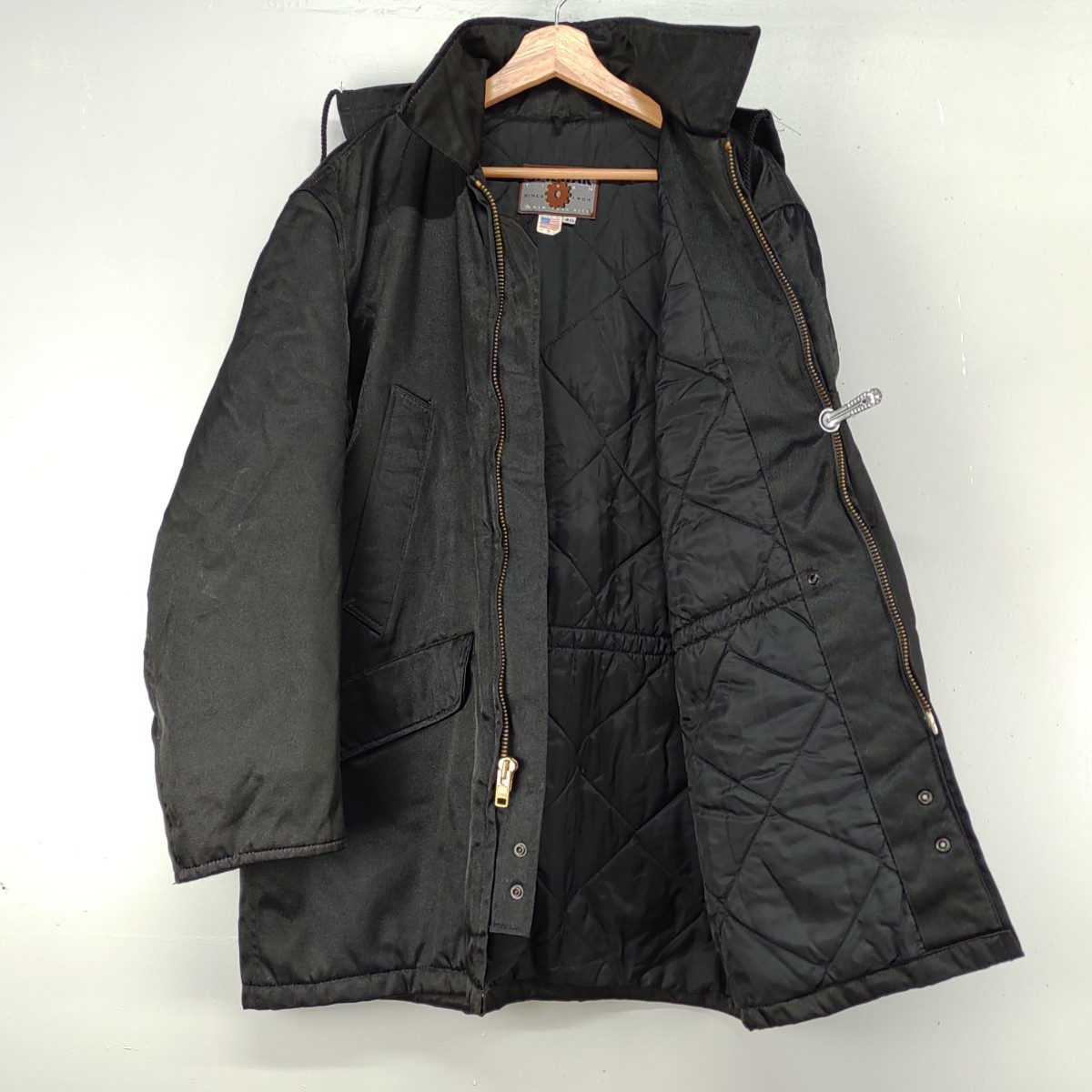 2311013 SPIEWAK スピワック アメリカ製 中綿フードジャケットコート 黒 サイズ40 MADE IN USA _画像3