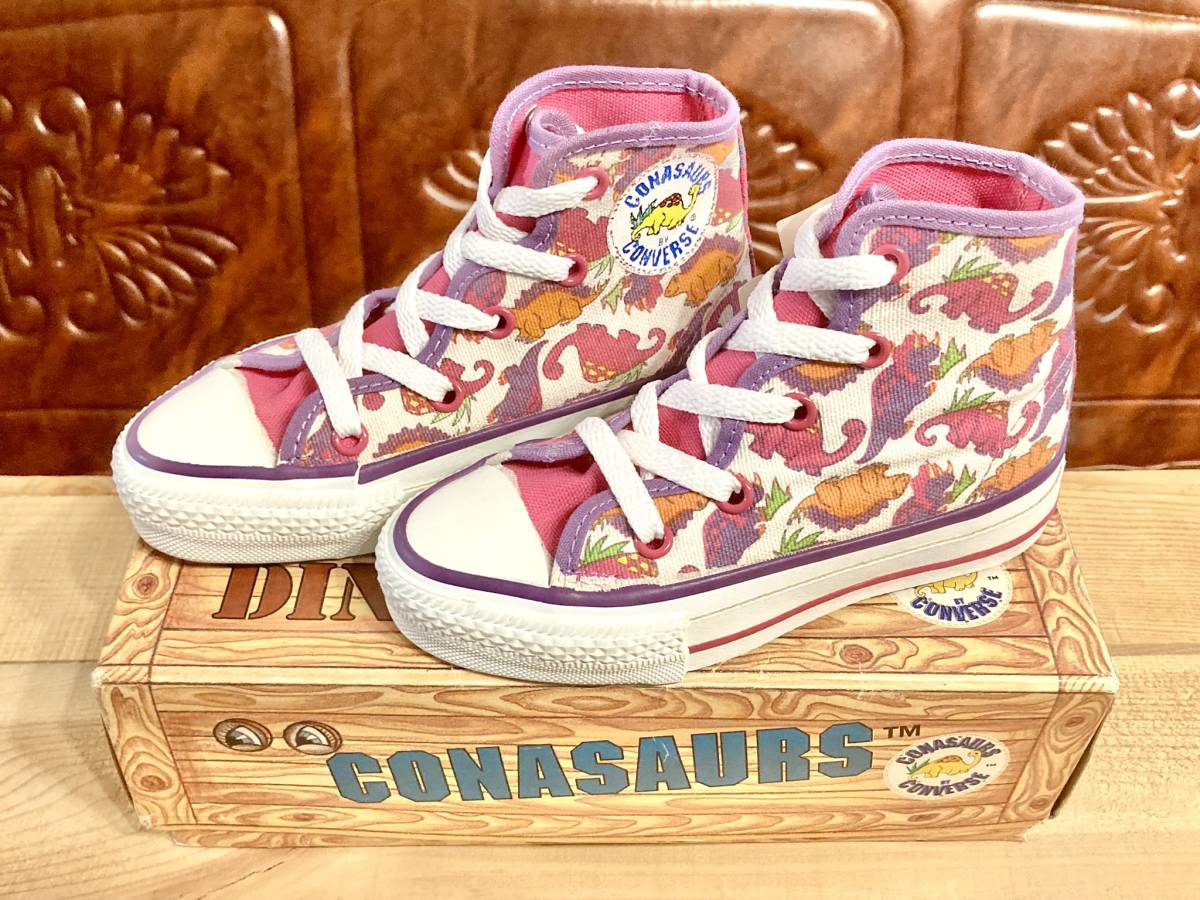 ★☆希少レア!converse コナソー Hi ピンク 10 18cm コンバース 恐竜 ハイカット キッズ ダイナソー デッドストック ビンテージ 2310☆★_画像1