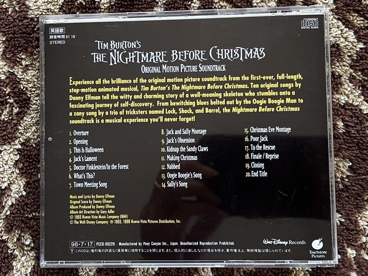 * Disney * Nightmare Before Christmas * nightmare * before * Christmas * original * soundtrack CD * obi attaching *