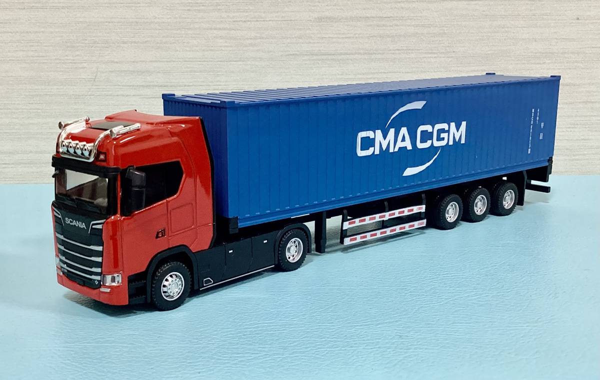 スカニア コンテナ トレーラー 1/50 CMA 海コン SCANIA 電池付 箱入り 送料無料_画像3