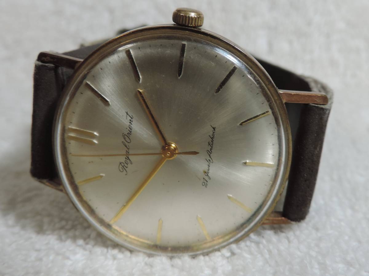 稼働中・オリエントメンズ手巻き腕時計・Royal Orient 21Jewels Antishock H12314