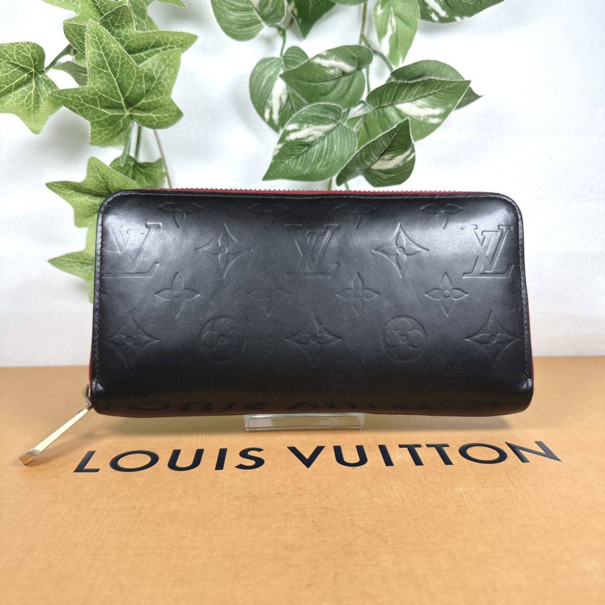 1円 LOUIS VUITTON ルイヴィトン 長財布 ラウンドファスナー ヴェルニ ジッピーウォレット シリアルCA4172 男女兼用 ブラック×レッド_画像1