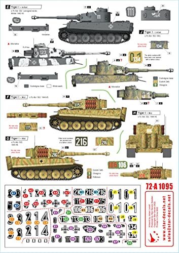 スターデカール 1/72 第二次世界大戦 ドイツ国防軍 タイガーI 第502重戦車大隊1 タイガー初期/初期/中期型 プラモデル用デカール_画像2