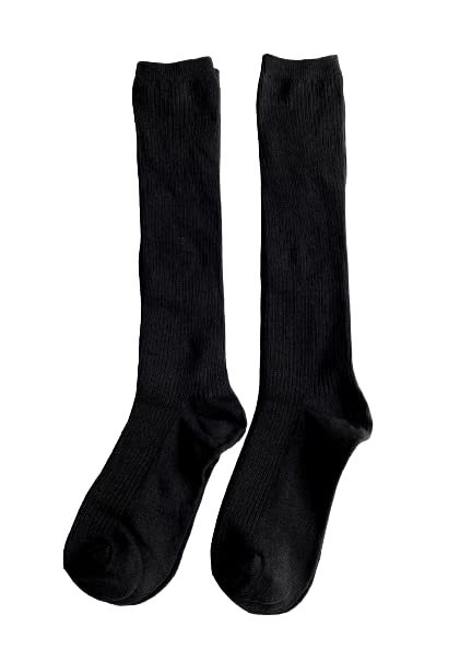 ハイソックス 女の子 黒 レディース 靴下 スクール ソックス 男の子 黒色 リブソックス 22-25cm 2足セット_画像3